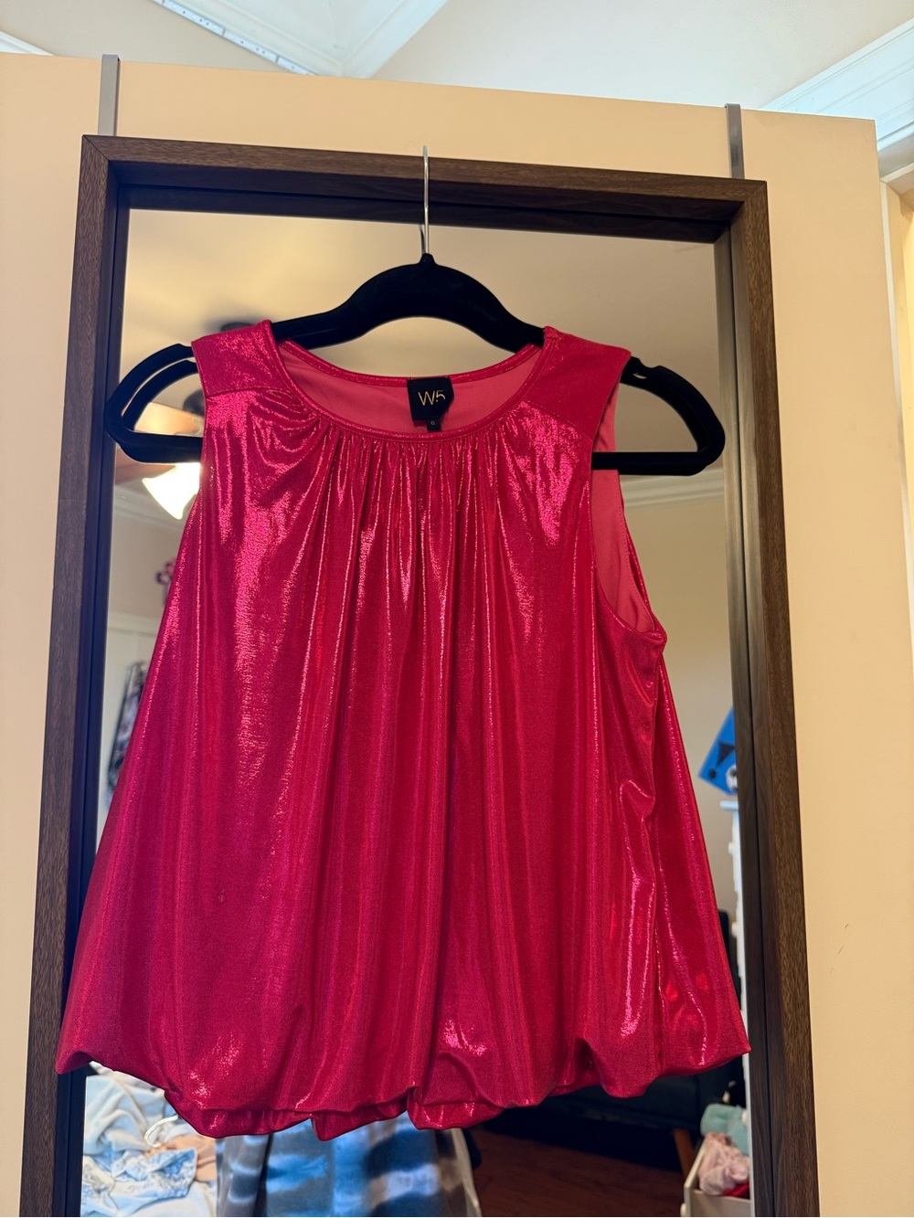 WHBM Shimmery Fuchsia Sleeveless Blouse